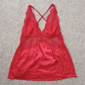 Fredrick's Of Hollywood Red Lace Lingerie Slip / Top